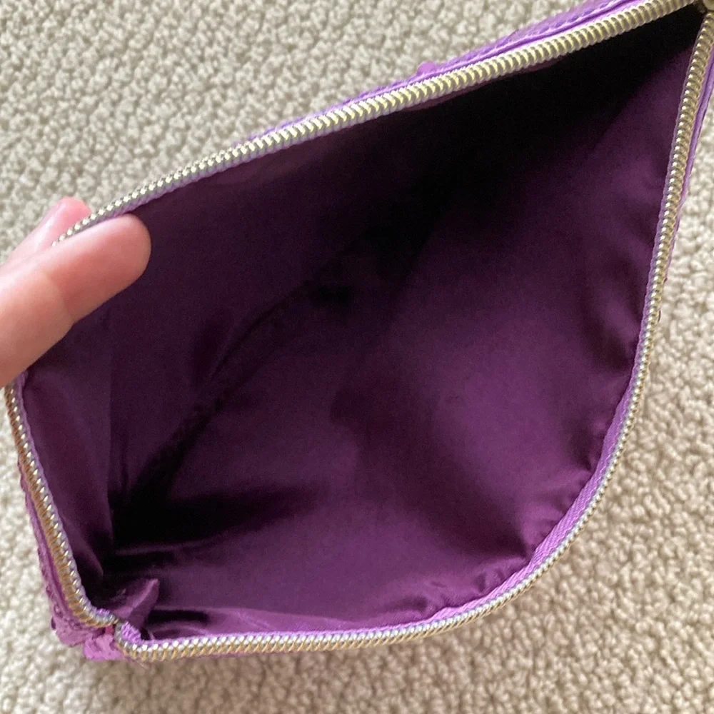Tarte Sequin Flamingo Pink Purple Sequin Cosmetics Case Makeup Bag Like New